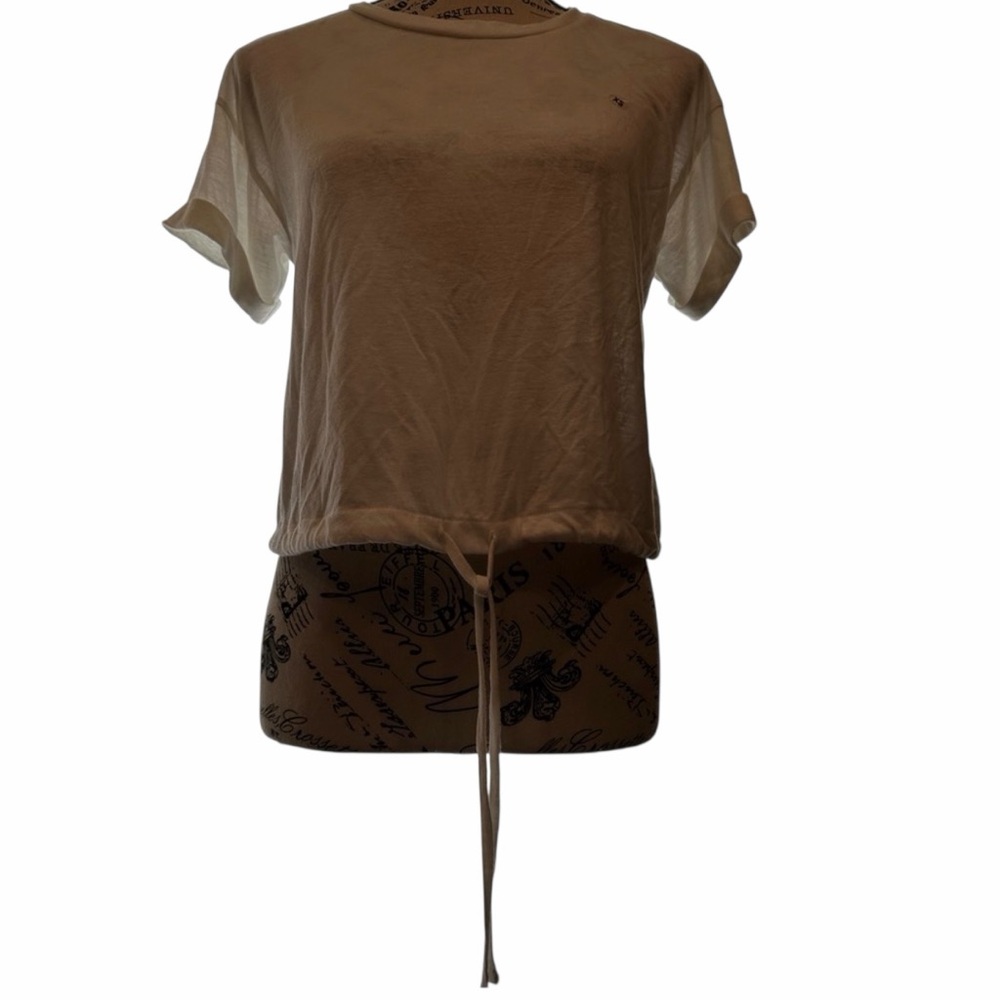 American Eagle Basic White Tee Linen Blend Adjust… - image 4